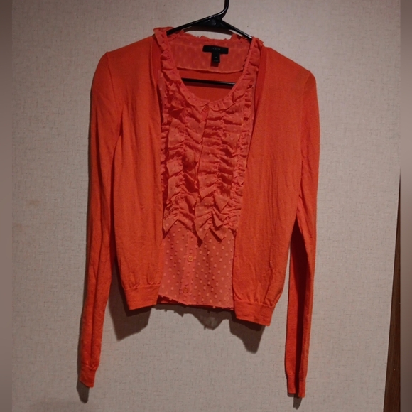 J.Crew cardigan Orange 100% Merino Wool Size Small - Picture 1 of 4